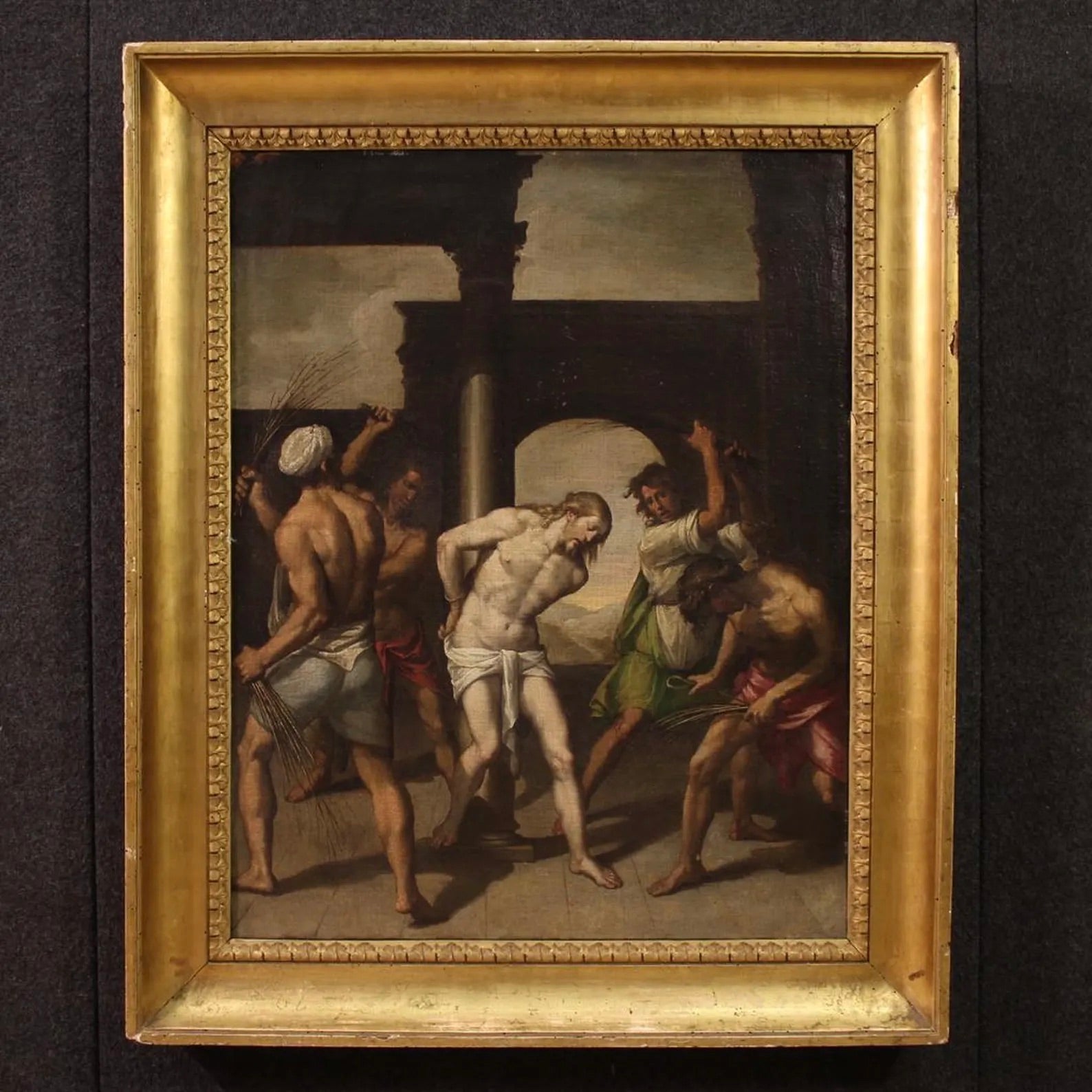 Escuela Emiliana, Siglo XVII | “La Flagelación de Cristo” | Óleo sobre lienzo