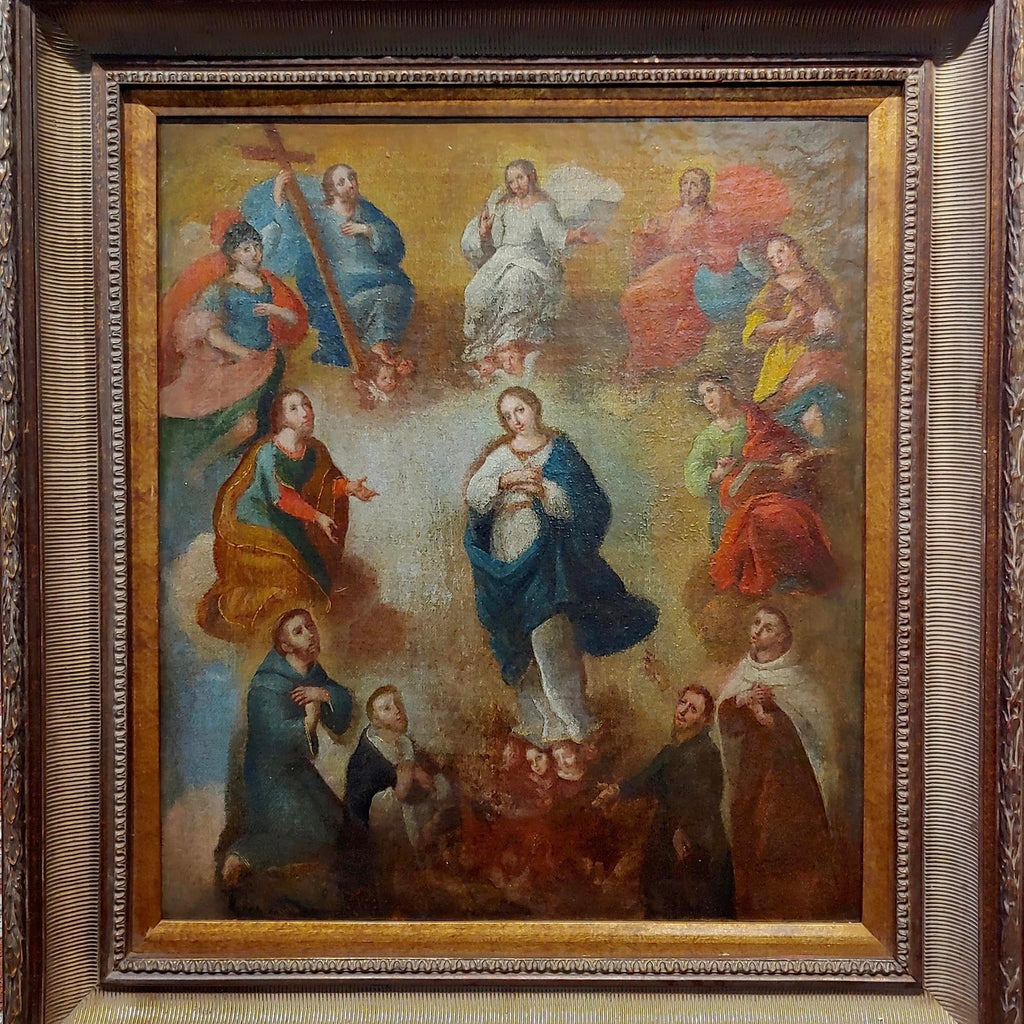 “Madonna rodeada de santos”| Italia Siglo XVII