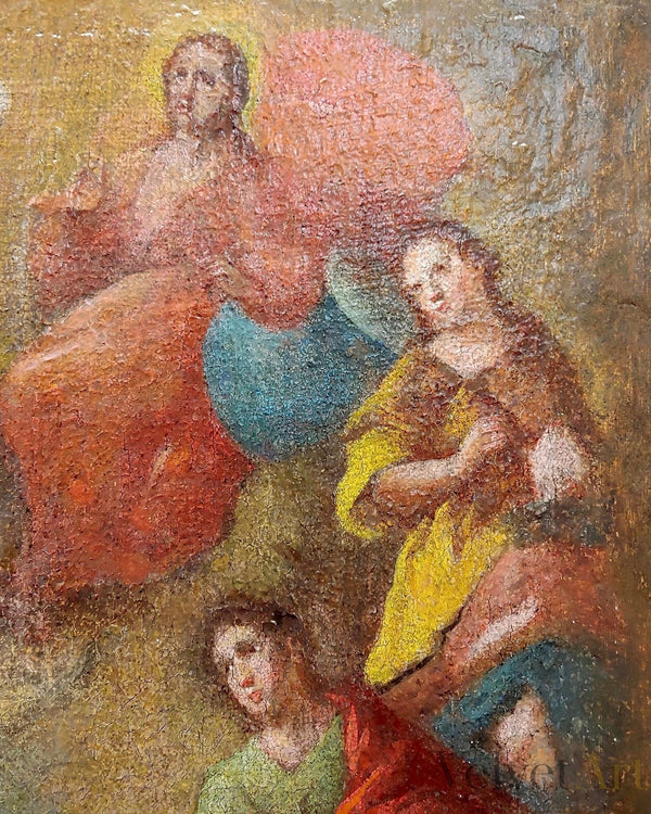 “Madonna rodeada de santos”| Italia Siglo XVII