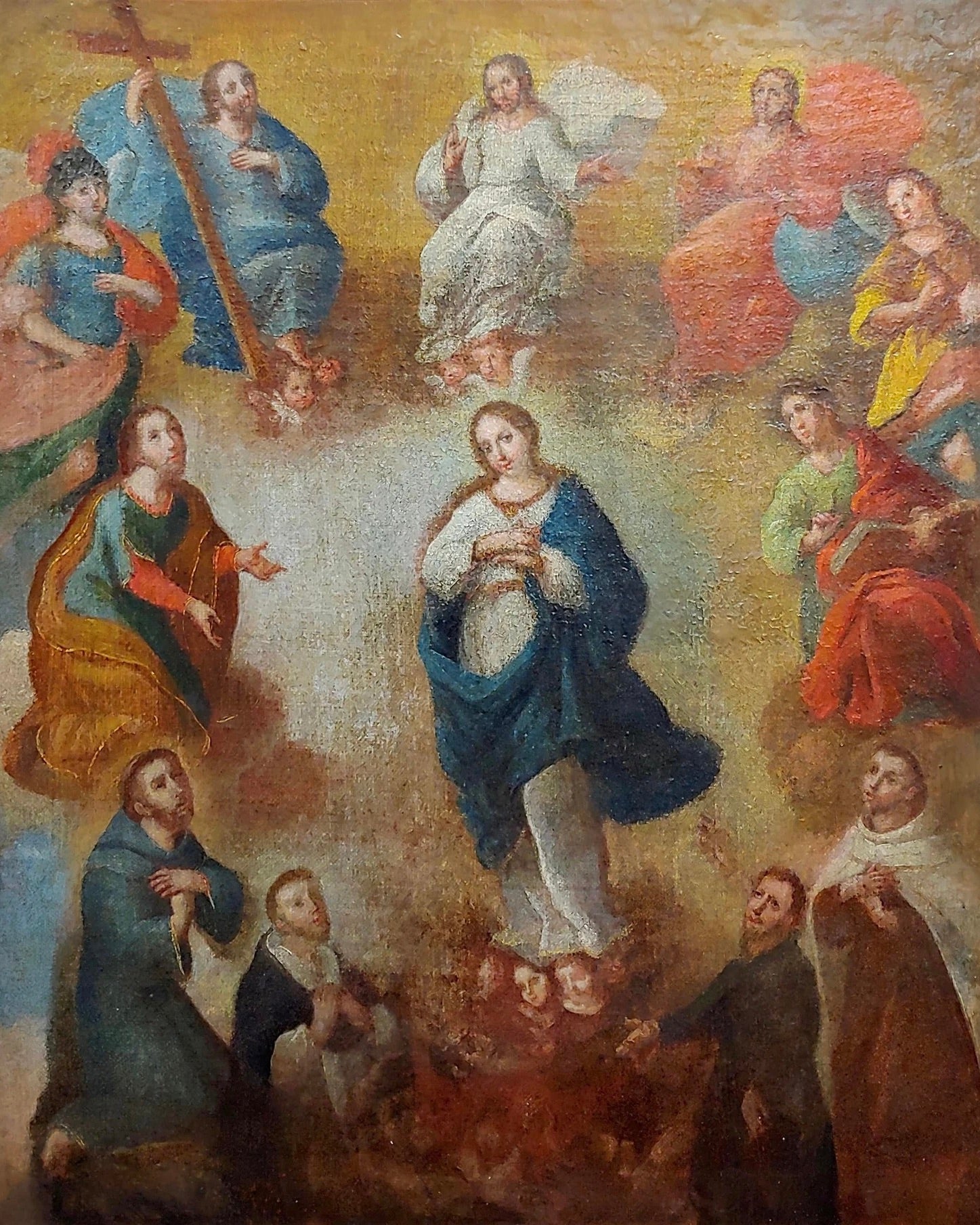 “Madonna rodeada de santos”| Italia Siglo XVII