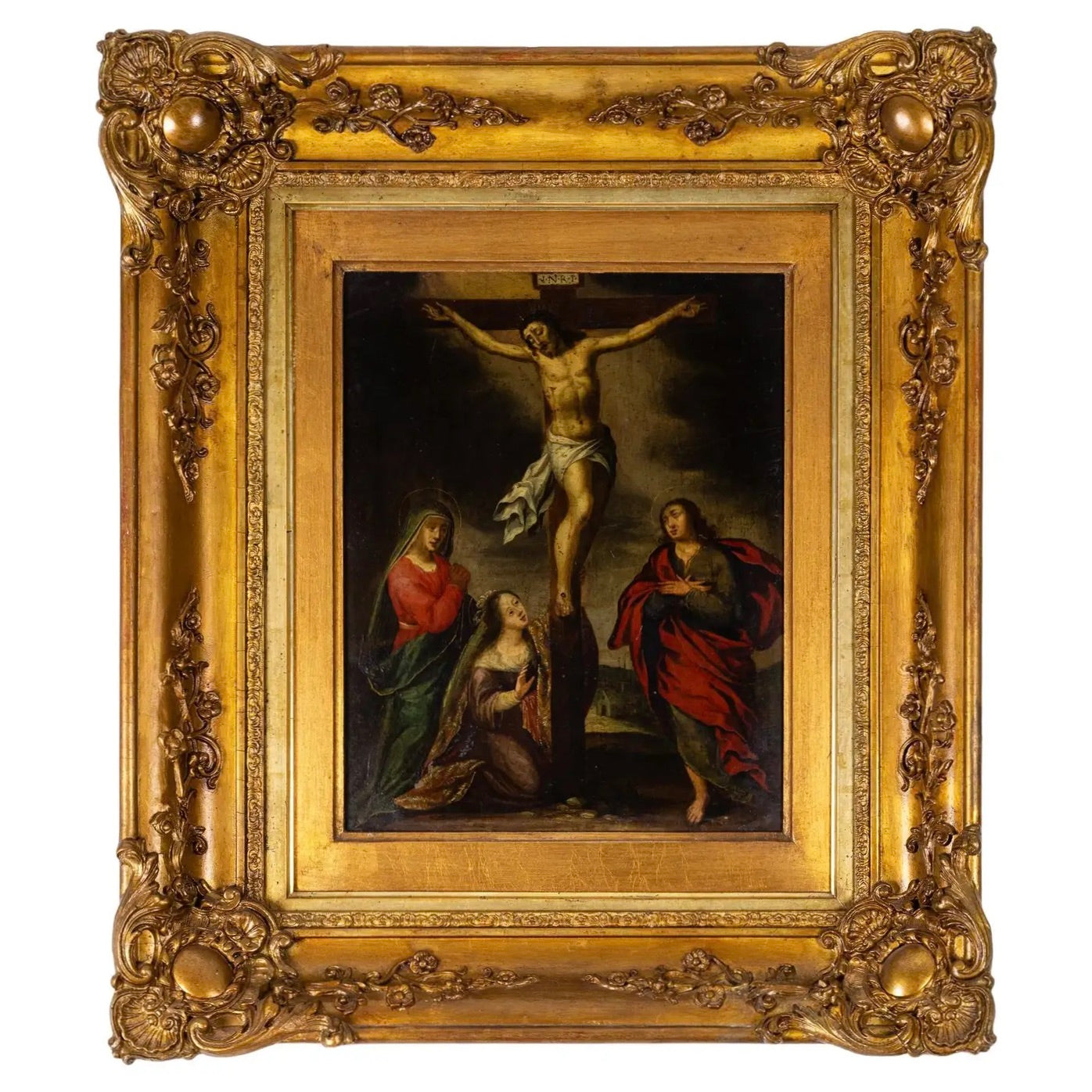 "Crucifixión" | Pintura Barroca Italiana, Siglo XVII | Óleo sobre Cobre