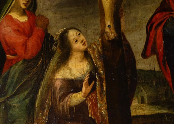 "Crucifixión" | Pintura Barroca Italiana, Siglo XVII | Óleo sobre Cobre
