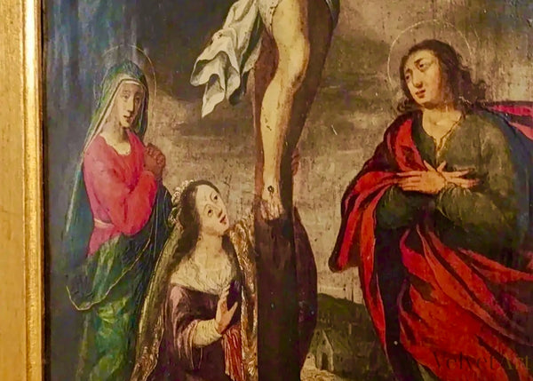 "Crucifixión" | Pintura Barroca Italiana, Siglo XVII | Óleo sobre Cobre