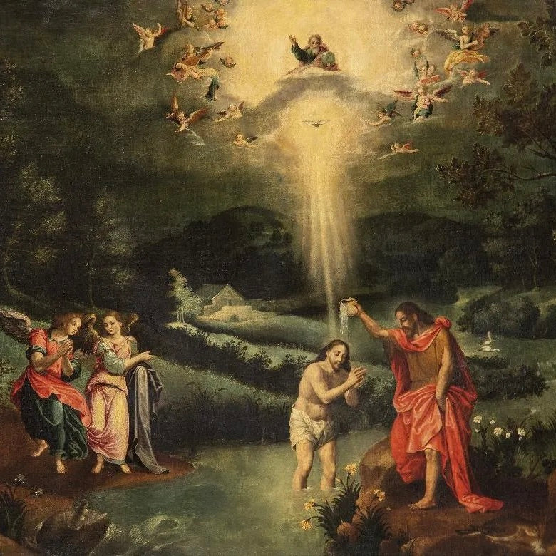 "Bautismo de Cristo" | Escuela Toledana, Principios Siglo XVII | Óleo sobre Lienzo