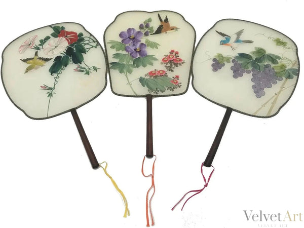 Abanicos Chinos de Seda Pintada a Mano en 1900