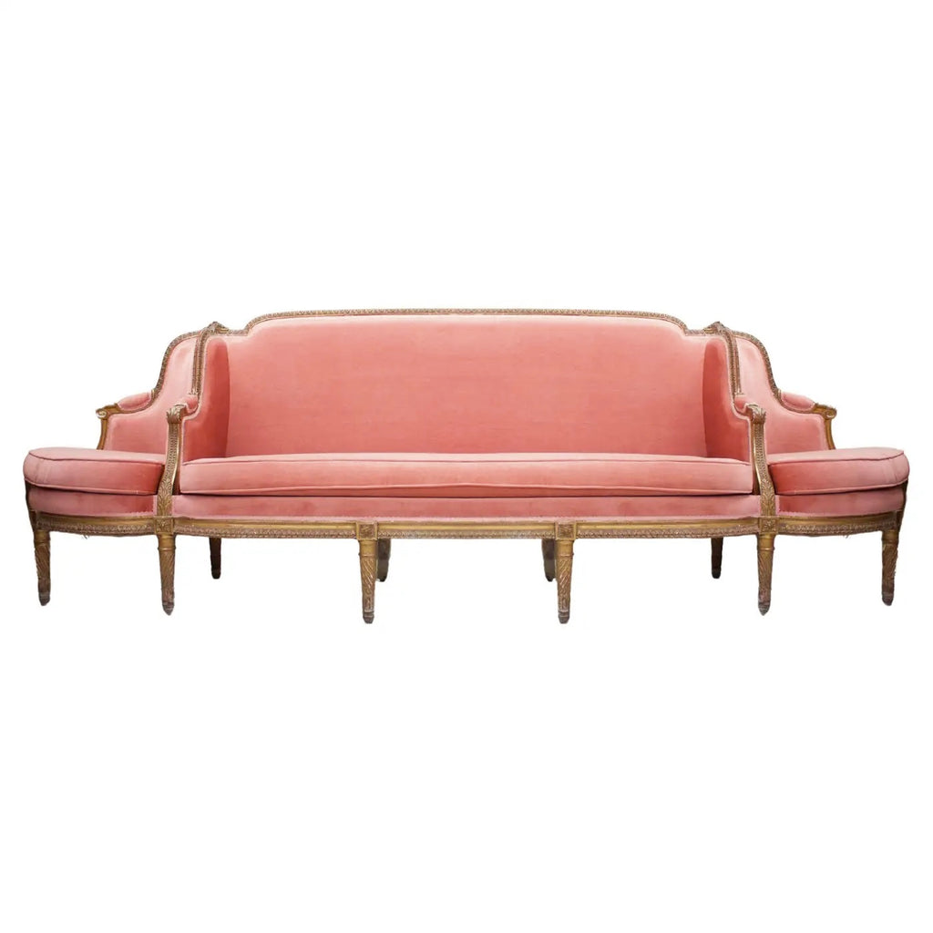 Sillón Francés Conversacional del Siglo XIX en Terciopelo Rosa