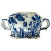 Jarrón de Loza de Delft Azul y Blanco con Asas, Estilo Chinoiserie