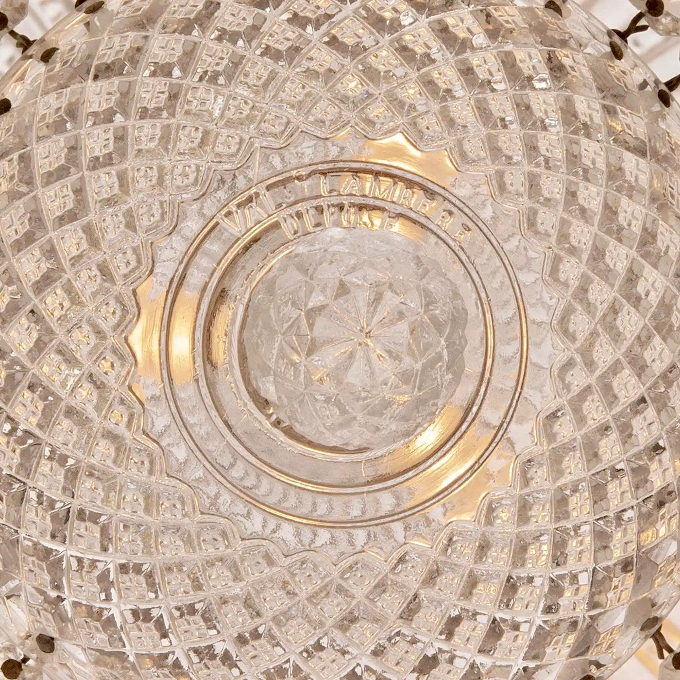 Plafonnier Luis XVI en cristal de Val Saint Lambert, Bélgica, siglo XIX