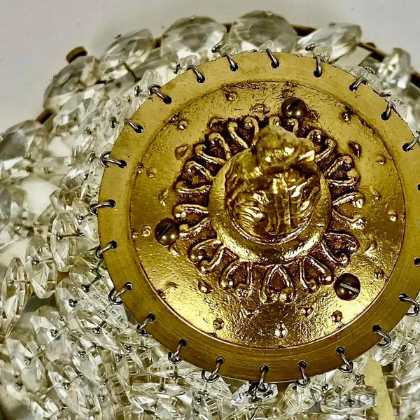 Lámpara de Techo Francesa de Latón y Cristal, 1960