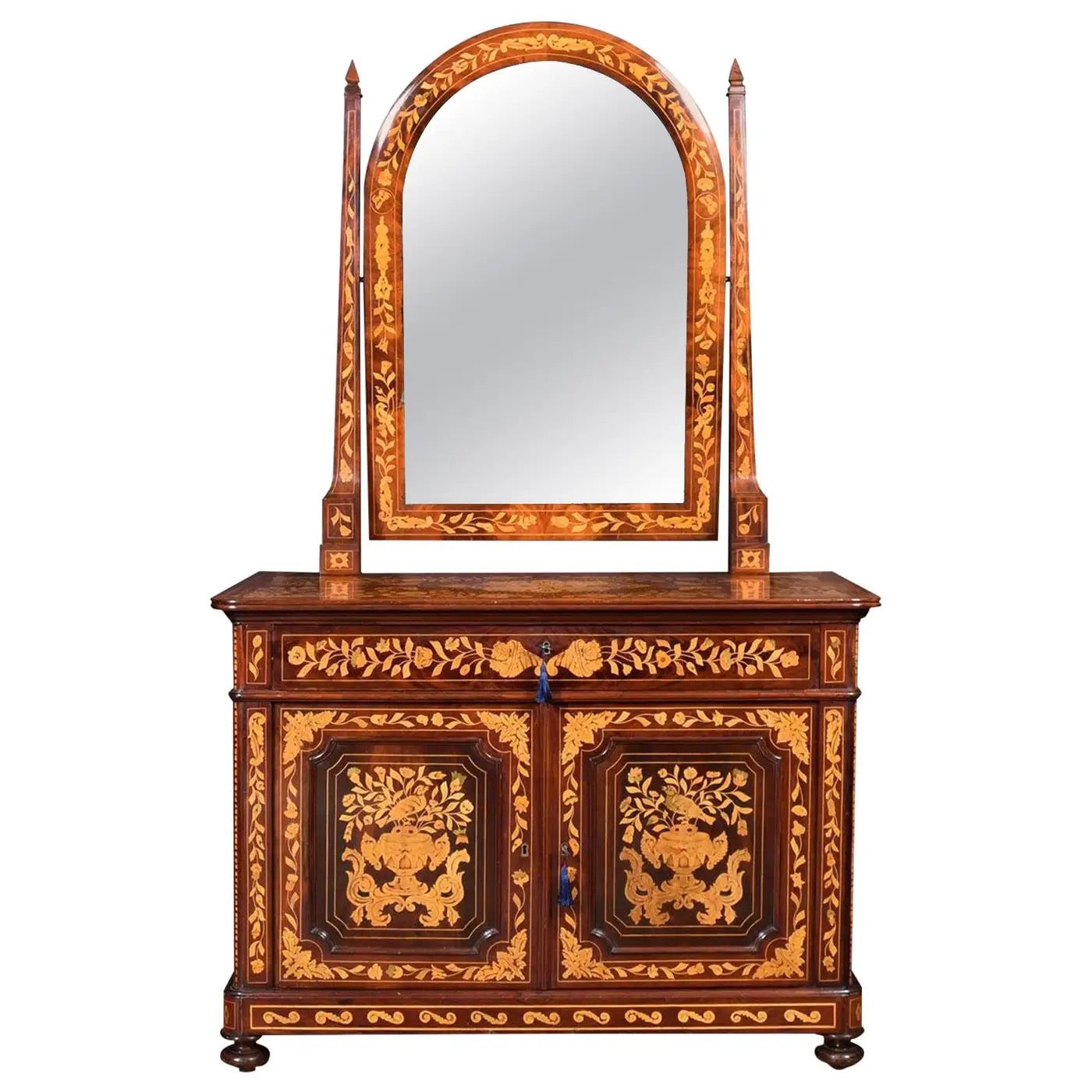Tocador Holandés de Caoba y Marquetería de 1890