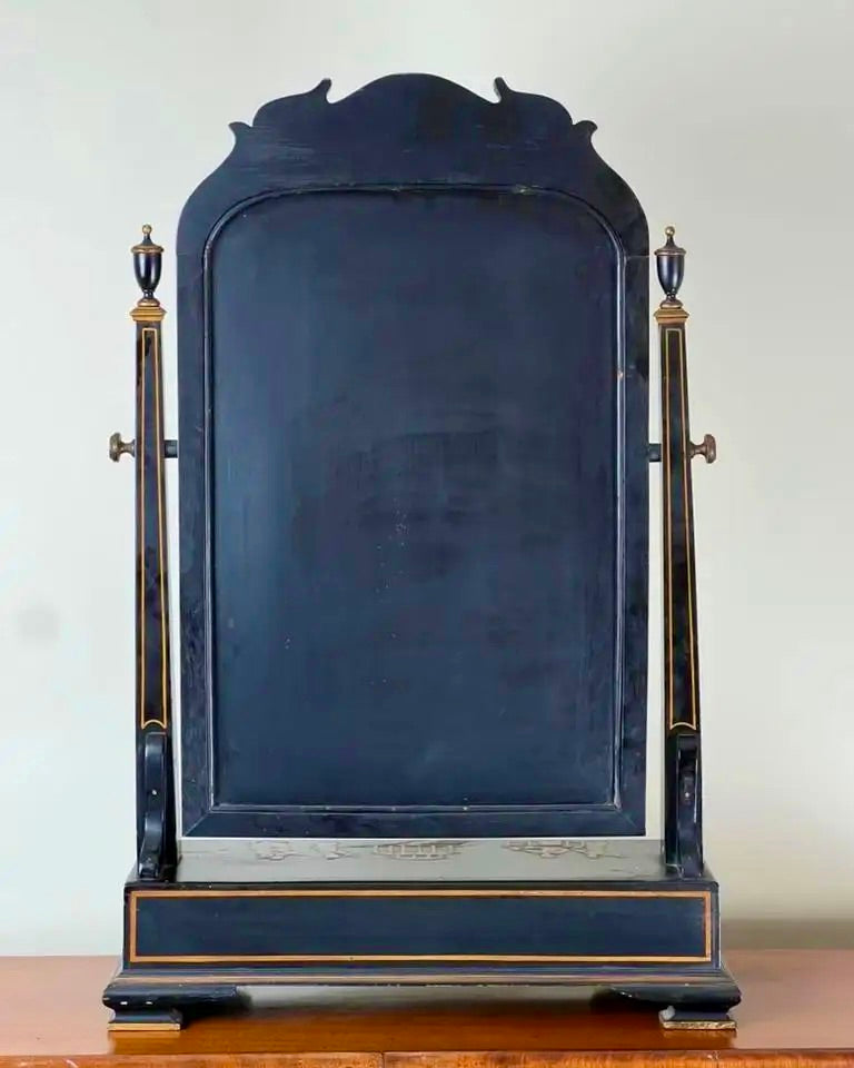 Espejo Vestidor Chinoiserie Lacado en Negro, Finales del Siglo XIX