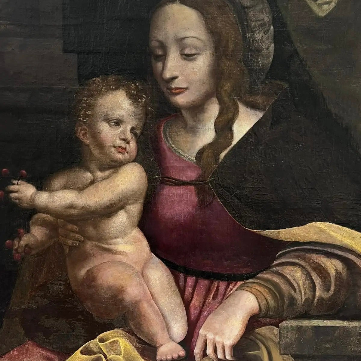 Escuela Flamenca, Siglo XVII | Círculo de Cornelis Van Cleve: "Virgen con el Niño" | Óleo sobre Lienzo