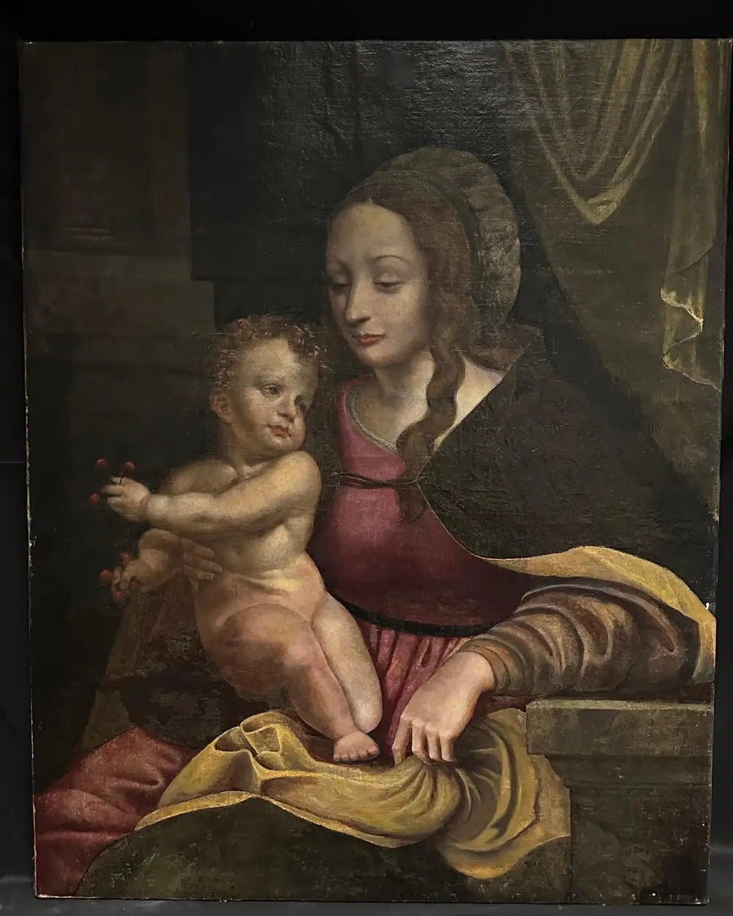 Escuela Flamenca, Siglo XVII | Círculo de Cornelis Van Cleve: "Virgen con el Niño" | Óleo sobre Lienzo