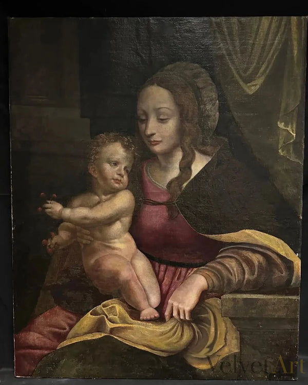 Escuela Flamenca, Siglo XVII | Círculo de Cornelis Van Cleve: "Virgen con el Niño" | Óleo sobre Lienzo