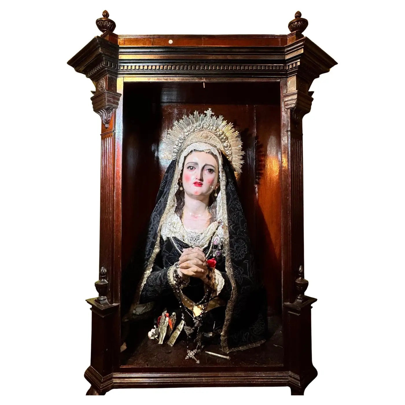 Nuestra Señora de los Dolores | Atribuida a Francisco Salzillo | Vitrina Original l Siglo XVIII