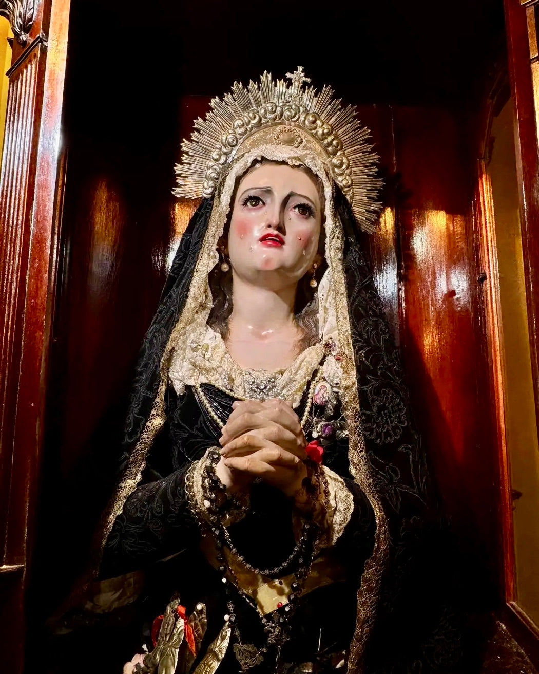 Nuestra Señora de los Dolores | Atribuida a Francisco Salzillo | Vitrina Original l Siglo XVIII