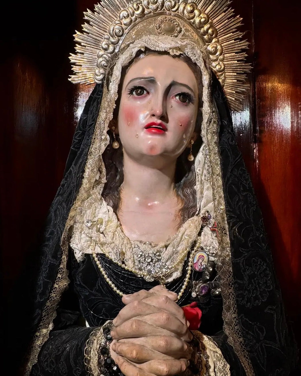 Nuestra Señora de los Dolores | Atribuida a Francisco Salzillo | Vitrina Original l Siglo XVIII