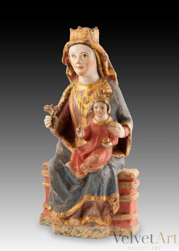 Virgen Entronizada con el Niño | Talla Gótica del Siglo XIV