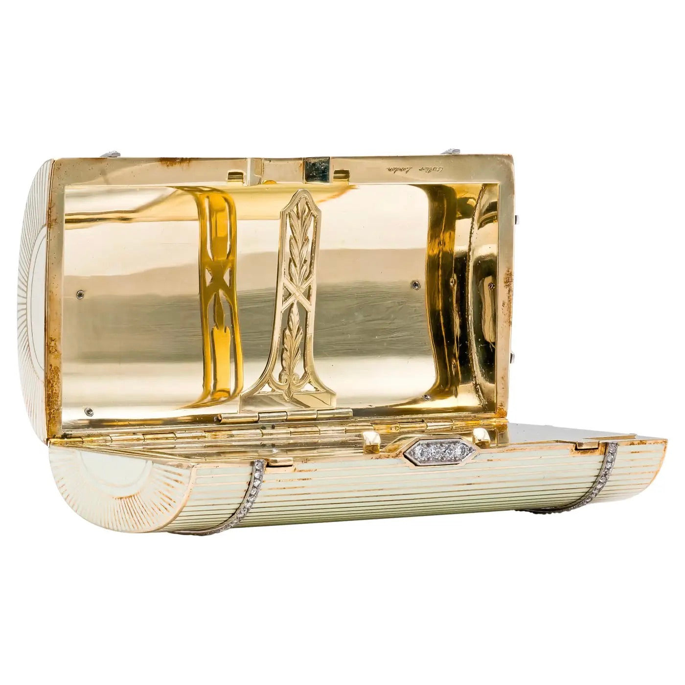 Cartier London 1930 | Compacto Art Deco en Oro Amarillo y Diamantes