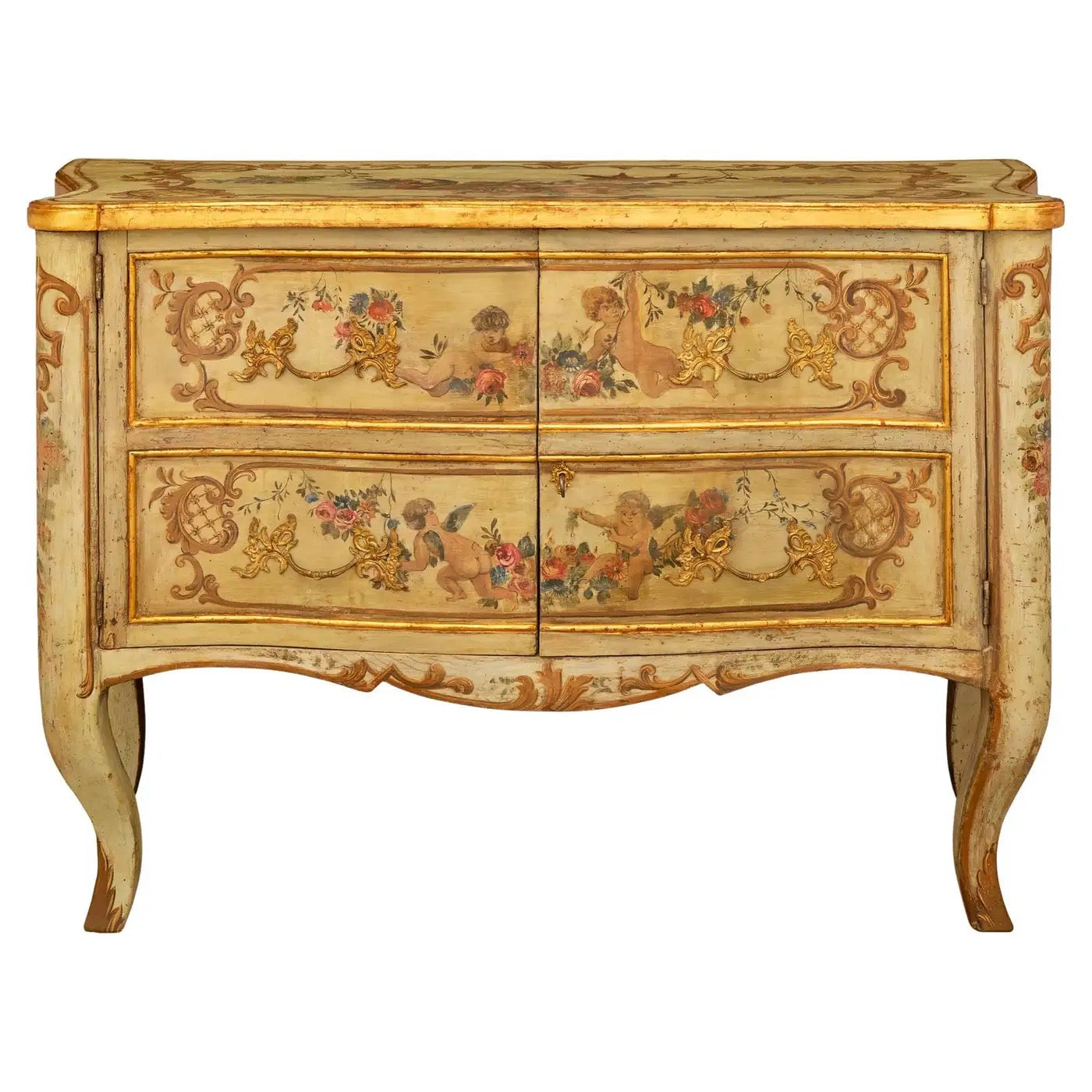 Arcón Italiano Luis XV del Siglo XVIII | Decoración de Querubines y Ormolu