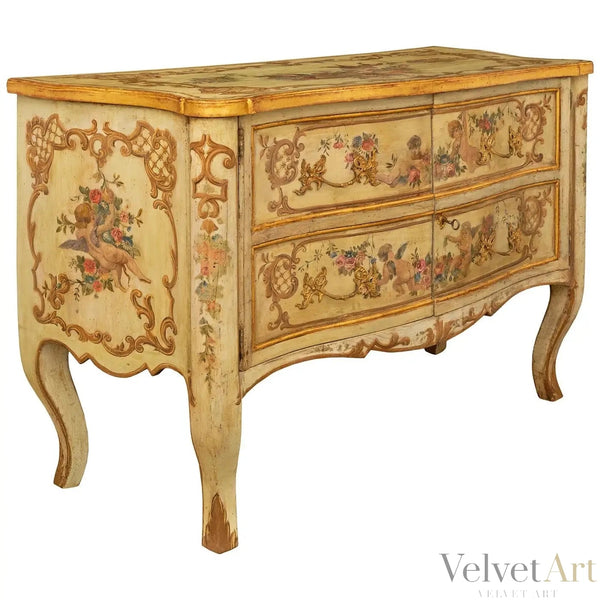 Arcón Italiano Luis XV del Siglo XVIII | Decoración de Querubines y Ormolu