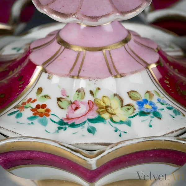Juego de Tocador Francés Elbee | Porcelana Pintada a Mano, 1900