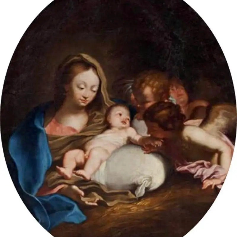 Círculo de Carlo Maratta: "Virgen con el Niño y Ángeles" | Pintura Barroca Italiana del Siglo XVIII