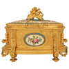 Caja joyero francesa de porcelana de Sèvres y ormolú, estilo Luis XVI, siglo XIX