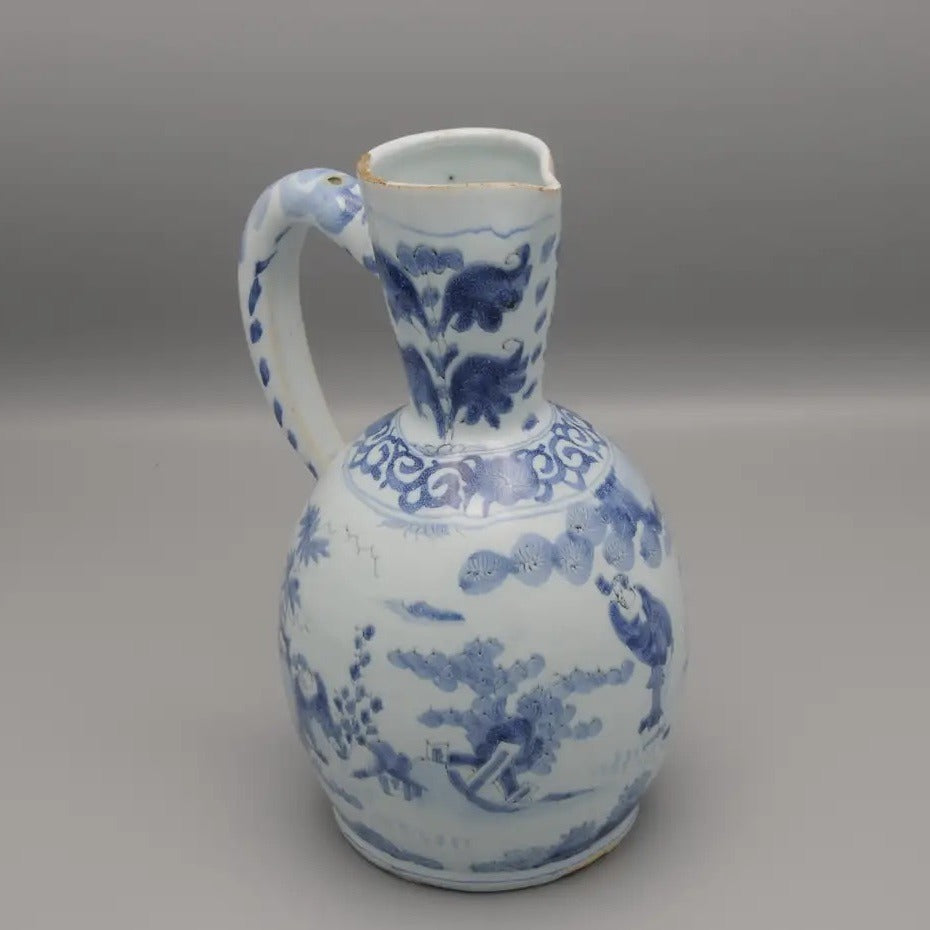 Jarro Vertedor Holandés de Delftware del Siglo XVII | Decoración Chinoiserie Estilo Wanli