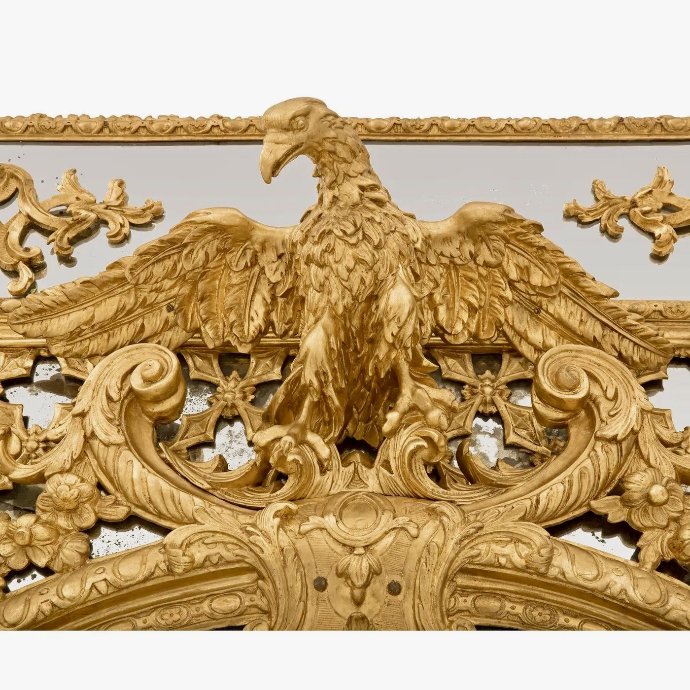 Espejo Italiano de Madera Dorada con Doble Marco de Época Luis XIV del Siglo XVII