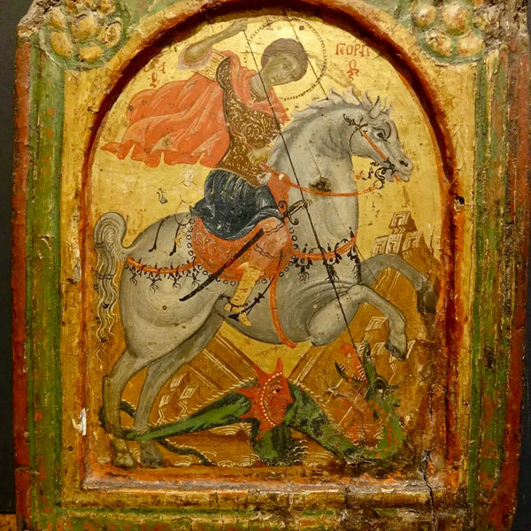 "San Jorge y el Dragón" | Escuela de Creta Siglo XVIII