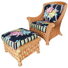 Sillón de Mimbre Tejido "Big Dady" con Otomana de los Años 80