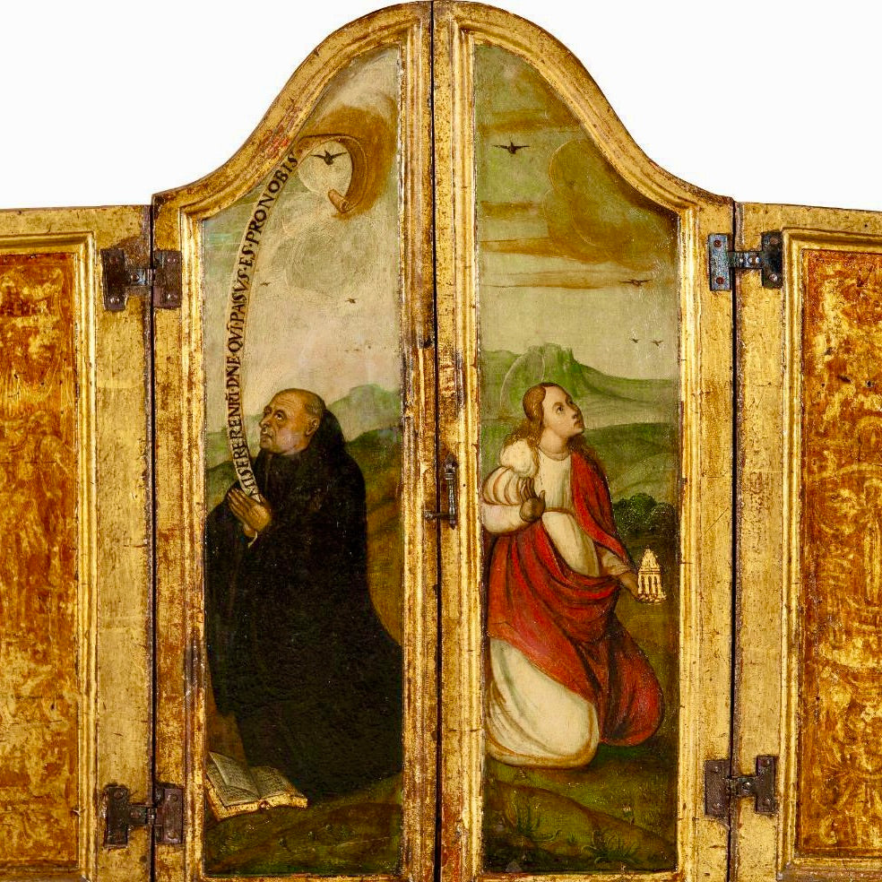 Tríptico con Donantes, Santa María Magdalena, San Félix Mártir y Santo Noble | Escuela Castellana, Siglo XVI