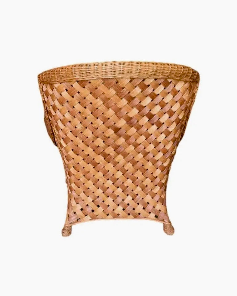 Sillón de Mimbre Tejido "Big Dady" con Otomana de los Años 80