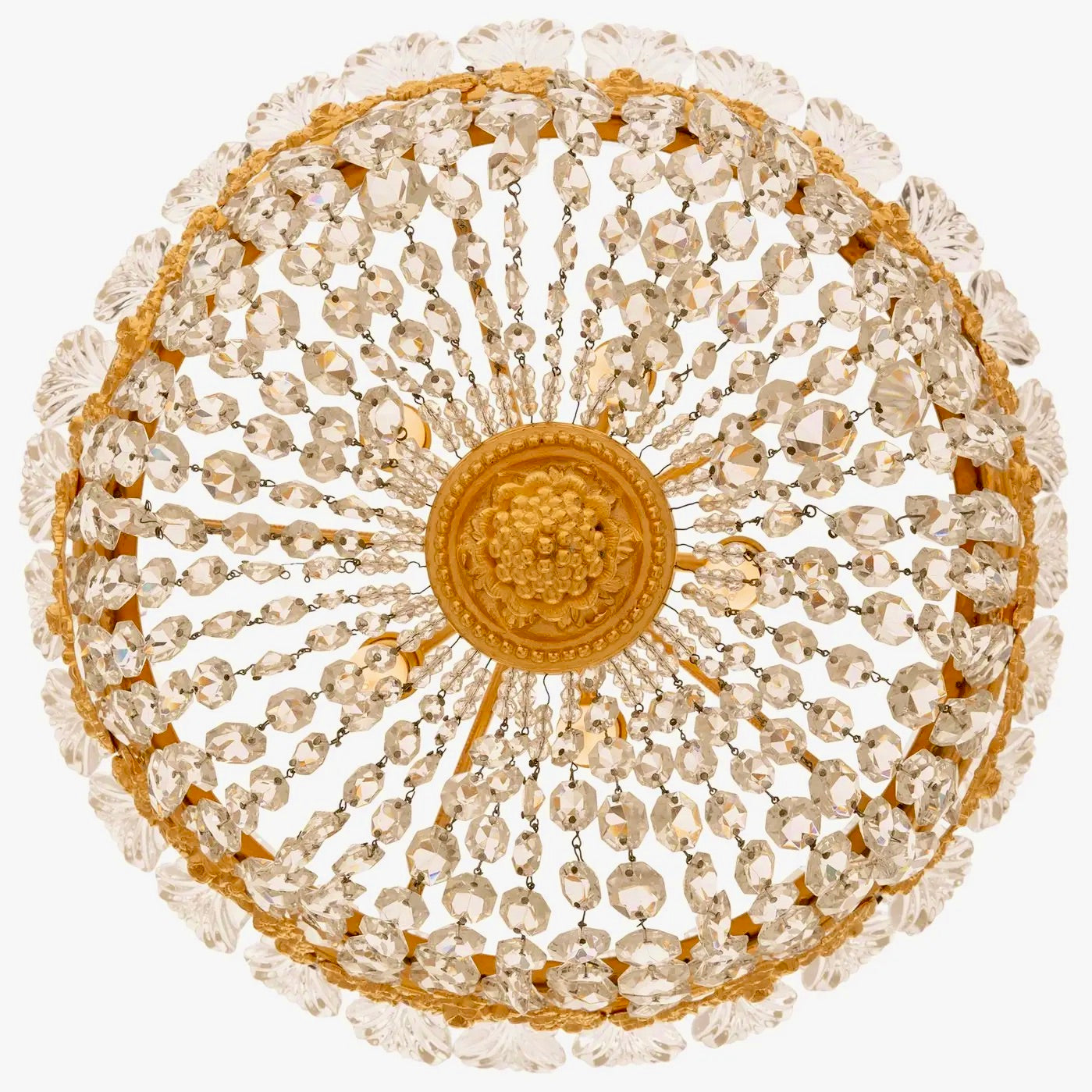 Araña Francesa de Ormolu y Cristal | Plafonnier Estilo Luis XVI del Siglo XIX