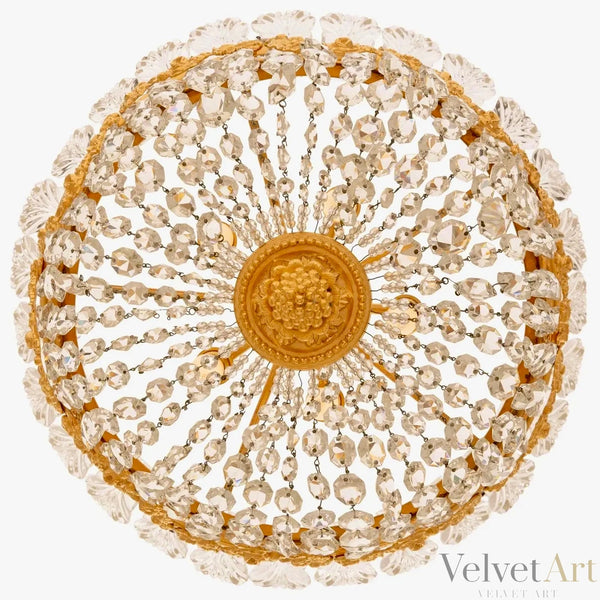 Araña Francesa de Ormolu y Cristal | Plafonnier Estilo Luis XVI del Siglo XIX
