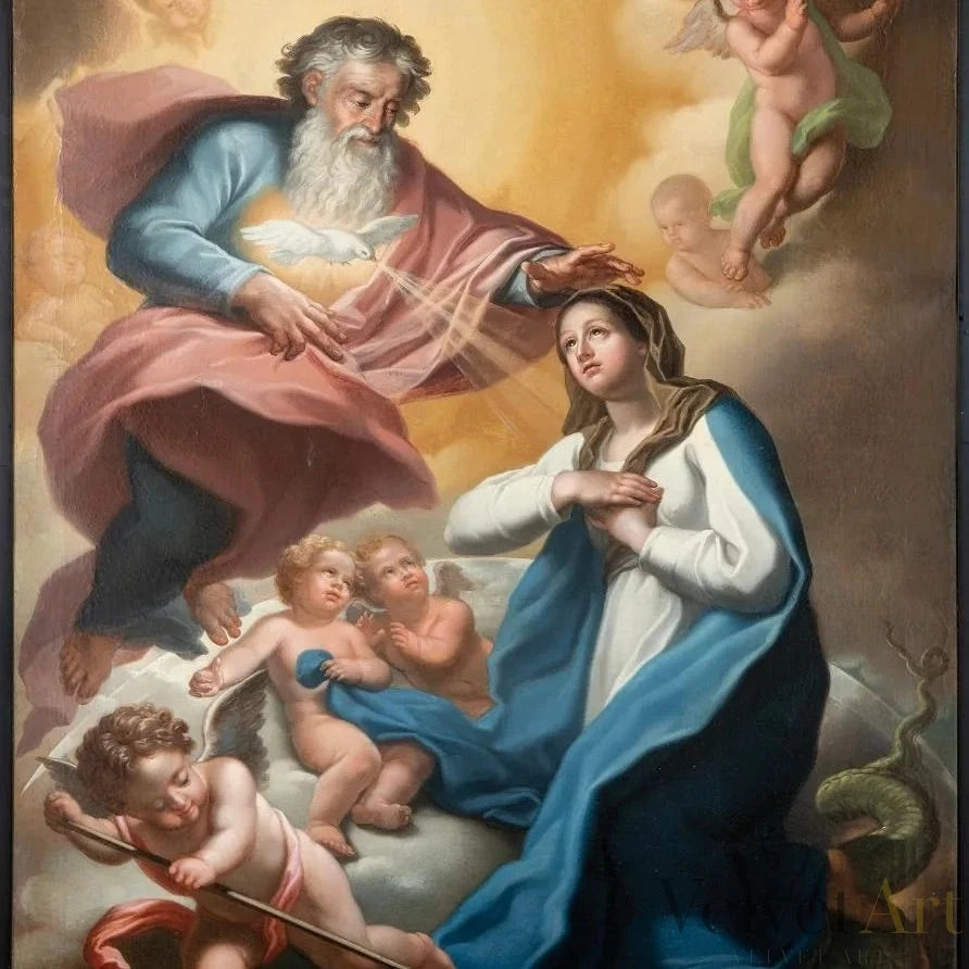 Antonio Giovanni Barbazza | "La Virgen María Bendecida por Dios Padre" | Óleo sobre Lienzo, Siglo XVIII