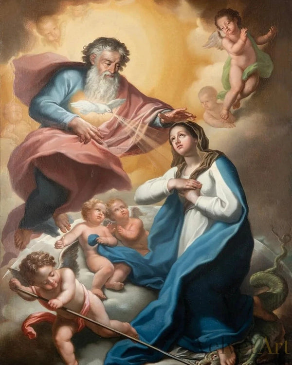 Antonio Giovanni Barbazza | "La Virgen María Bendecida por Dios Padre" | Óleo sobre Lienzo, Siglo XVIII
