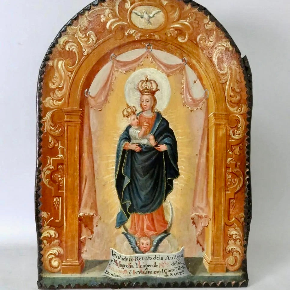 "Nuestra Señora de los Milagros" | Óleo sobre Tabla | Escuela Española, siglo XVIII