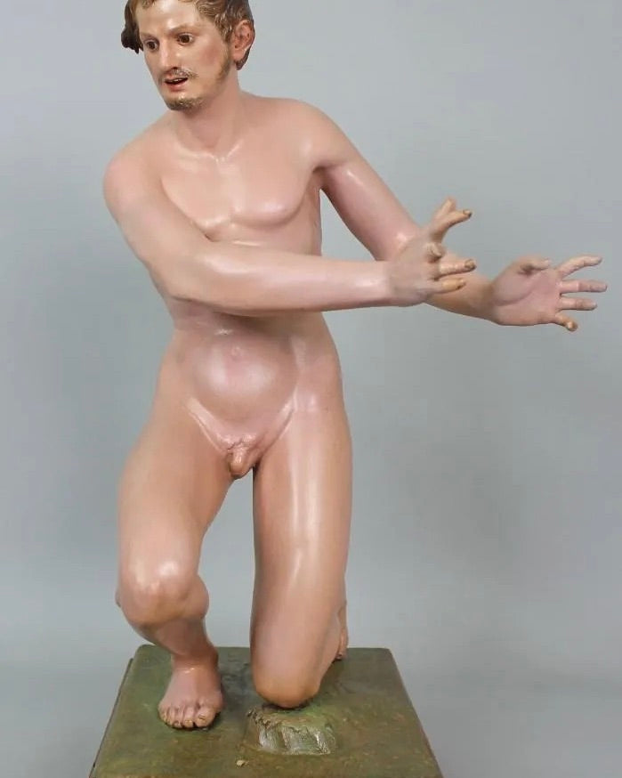 Círculo de Giuseppe Sanmartino | Escultura Napolitana en Madera Tallada y Policromada, Siglo XVIII