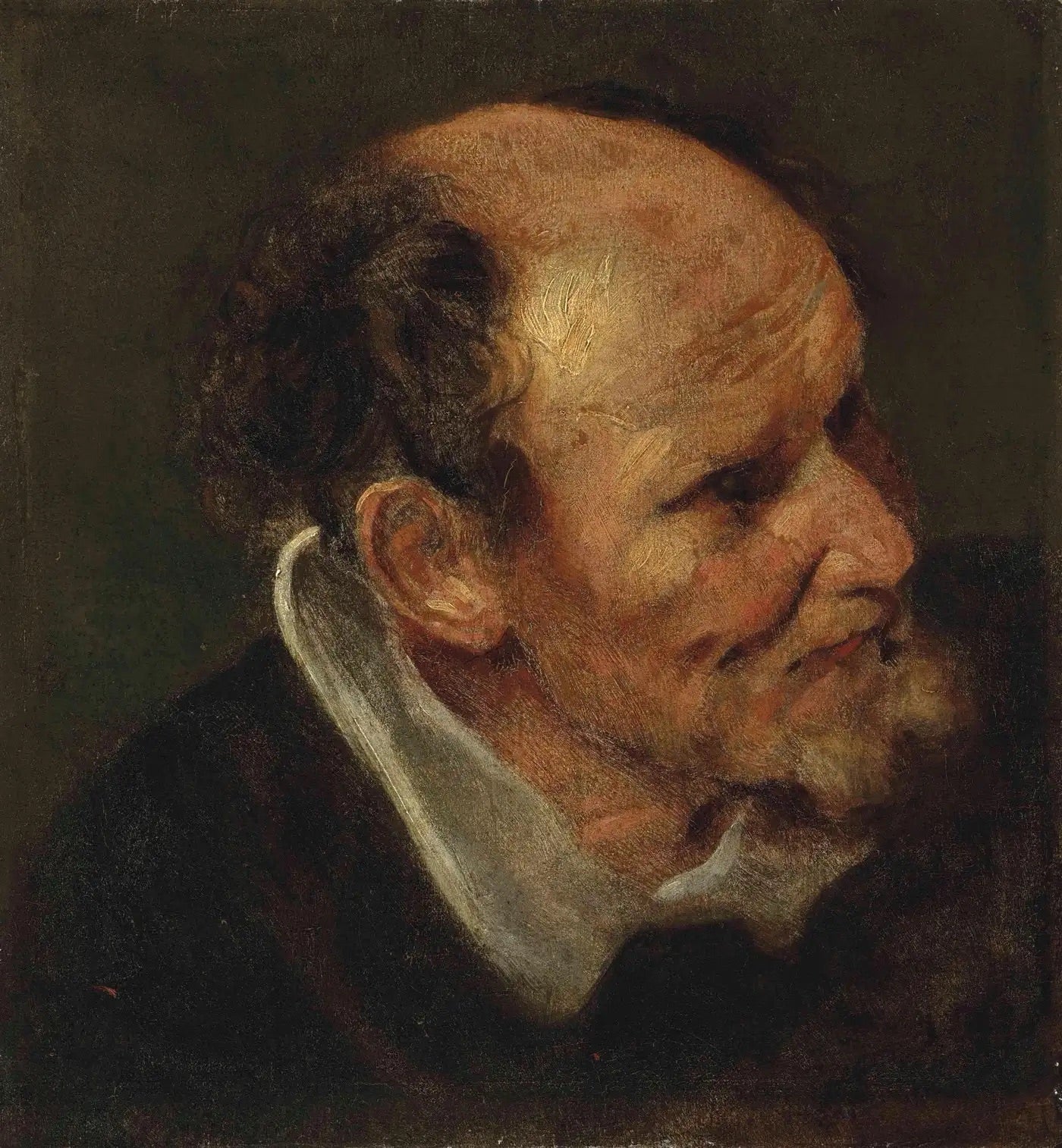 Van Dyck (1599-1641) Óleo Estudio de una Cabeza de Hombre, 1630