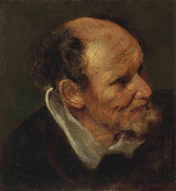 Van Dyck (1599-1641) Óleo Estudio de una Cabeza de Hombre, 1630