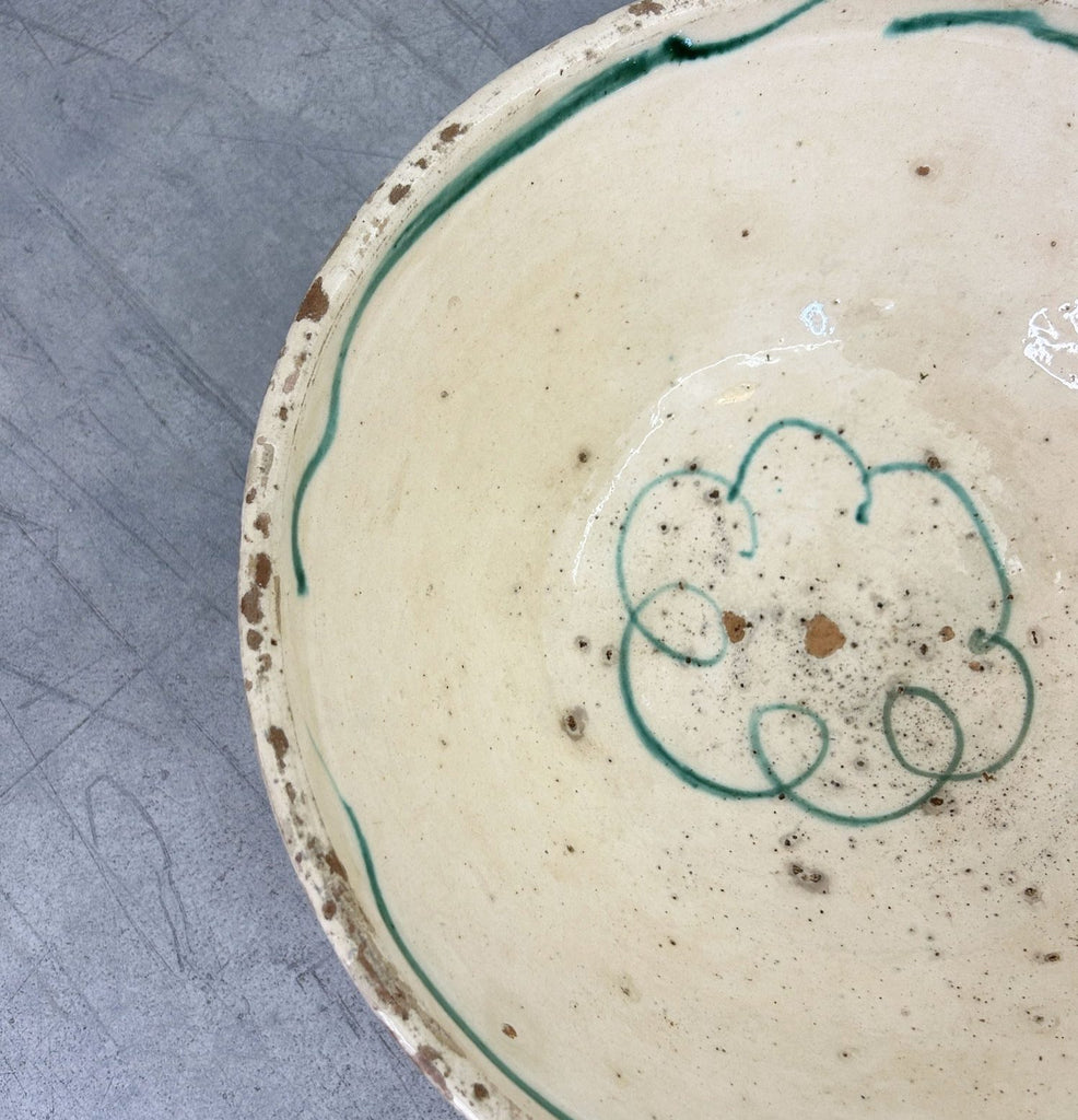 Antiguo cuenco calabrés pintado a mano de cerámica italiana siglo XIX