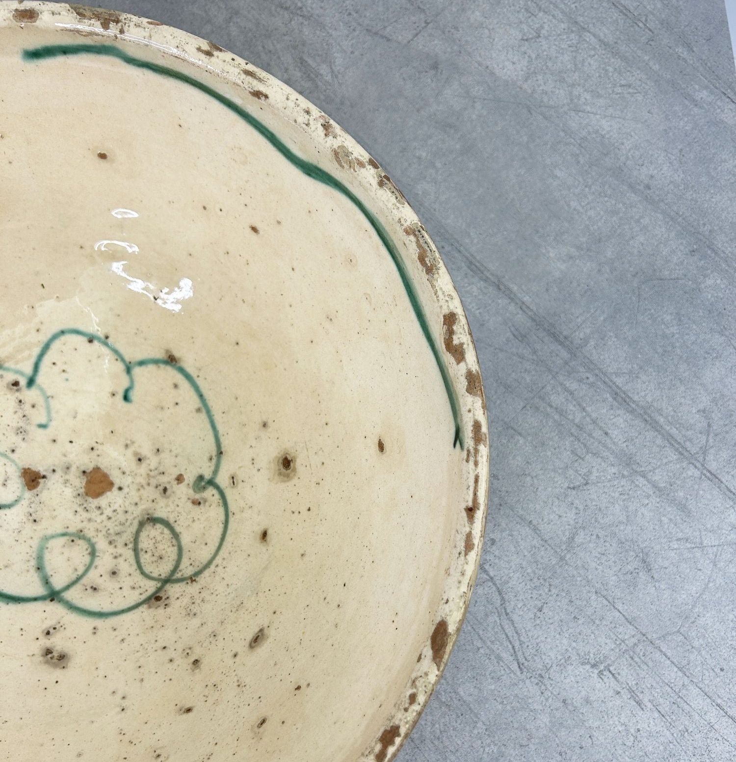 Antiguo cuenco calabrés pintado a mano de cerámica italiana siglo XIX