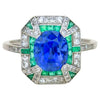 Anillo Eduardiano Zafiro, Diamante y Esmeralda, 1910