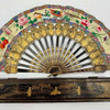 Abanico Chino con Caras de Laca y Nácar Dorado, 1850.